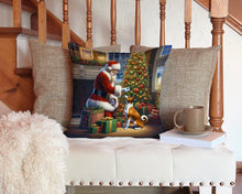 Load image into Gallery viewer, Basenji and Santa Claus Throw Pillow - 14x14 Decorative Pillow – Art for Your Home &amp; Patio