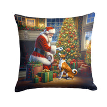 Load image into Gallery viewer, Basenji and Santa Claus Throw Pillow - 14x14 Decorative Pillow – Art for Your Home &amp; Patio