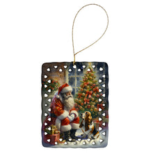 Load image into Gallery viewer, Basset Hound and Santa Claus Porcelain Ornament