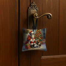 Load image into Gallery viewer, Basset Hound and Santa Claus Hanging Square Fabric Ornament 3.5 × 3.5