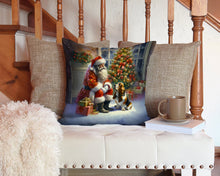 Load image into Gallery viewer, Basset Hound and Santa Claus Throw Pillow - 14x14 Decorative Pillow – Art for Your Home &amp; Patio