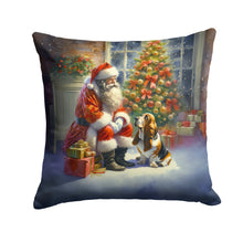 Load image into Gallery viewer, Basset Hound and Santa Claus Throw Pillow