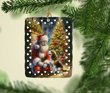 Load image into Gallery viewer, Beagle and Santa Claus Porcelain Ornament