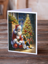 Load image into Gallery viewer, Beagle and Santa Claus Greeting Cards - Blank Note Cards – 8-Pack of Artist-Designed Cards with Envelopes