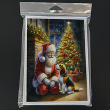 Load image into Gallery viewer, Beagle and Santa Claus Greeting Cards - Blank Note Cards – 8-Pack of Artist-Designed Cards with Envelopes