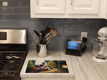 Load image into Gallery viewer, Beagle and Santa Claus Glass Cutting Boards – Durable, Decorative Kitchen Art