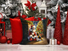 Load image into Gallery viewer, Beagle and Santa Claus Throw Pillow - 14x14 Decorative Pillow – Art for Your Home &amp; Patio