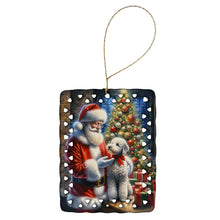 Load image into Gallery viewer, Bedlington Terrier and Santa Claus Porcelain Ornament
