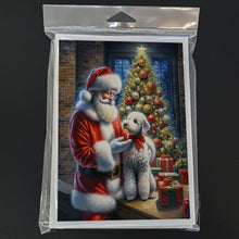 Load image into Gallery viewer, Bedlington Terrier and Santa Claus Greeting Cards - Blank Note Cards – 8-Pack of Artist-Designed Cards with Envelopes