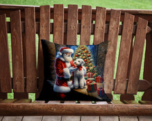 Load image into Gallery viewer, Bedlington Terrier and Santa Claus Throw Pillow - 14x14 Decorative Pillow – Art for Your Home &amp; Patio