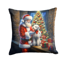 Load image into Gallery viewer, Bedlington Terrier and Santa Claus Throw Pillow - 14x14 Decorative Pillow – Art for Your Home &amp; Patio