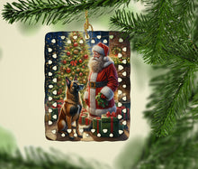 Load image into Gallery viewer, Belgian Malinois and Santa Claus Porcelain Ornament