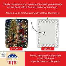 Load image into Gallery viewer, Belgian Malinois and Santa Claus Porcelain Ornament