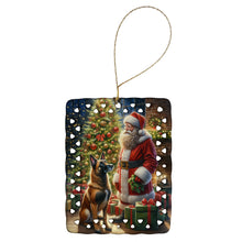 Load image into Gallery viewer, Belgian Malinois and Santa Claus Porcelain Ornament