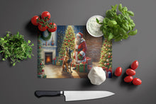 Load image into Gallery viewer, Belgian Malinois and Santa Claus Glass Cutting Boards – Durable, Decorative Kitchen Art