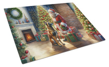 Load image into Gallery viewer, Belgian Malinois and Santa Claus Glass Cutting Boards – Durable, Decorative Kitchen Art
