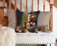 Load image into Gallery viewer, Belgian Malinois and Santa Claus Throw Pillow - 14x14 Decorative Pillow – Art for Your Home &amp; Patio
