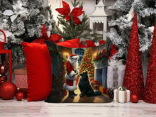 Load image into Gallery viewer, Belgian Sheepdog and Santa Claus Throw Pillow - 14x14 Decorative Pillow – Art for Your Home &amp; Patio