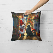 Load image into Gallery viewer, Belgian Sheepdog and Santa Claus Throw Pillow