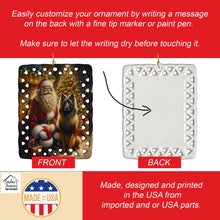 Load image into Gallery viewer, Belgian Tervuren and Santa Claus Porcelain Ornament