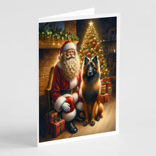 Load image into Gallery viewer, Belgian Tervuren and Santa Claus Greeting Cards - Blank Note Cards – 8-Pack of Artist-Designed Cards with Envelopes
