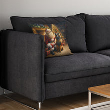 Load image into Gallery viewer, Belgian Tervuren and Santa Claus Throw Pillow - 14x14 Decorative Pillow – Art for Your Home &amp; Patio