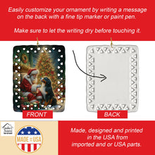 Load image into Gallery viewer, Bernese Mountain Dog and Santa Claus Porcelain Ornament