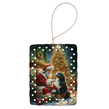 Load image into Gallery viewer, Bernese Mountain Dog and Santa Claus Porcelain Ornament