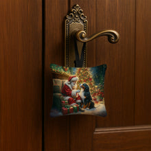 Load image into Gallery viewer, Bernese Mountain Dog and Santa Claus Hanging Square Fabric Ornament 3.5 × 3.5