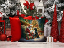 Load image into Gallery viewer, Bernese Mountain Dog and Santa Claus Throw Pillow - 14x14 Decorative Pillow – Art for Your Home &amp; Patio
