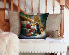 Load image into Gallery viewer, Bernese Mountain Dog and Santa Claus Throw Pillow - 14x14 Decorative Pillow – Art for Your Home &amp; Patio