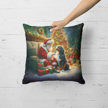 Load image into Gallery viewer, Bernese Mountain Dog and Santa Claus Throw Pillow
