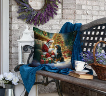 Load image into Gallery viewer, Bernese Mountain Dog and Santa Claus Throw Pillow