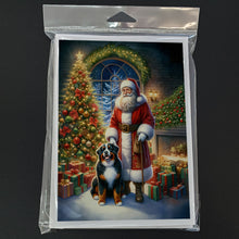 Load image into Gallery viewer, Bernese Mountain Dog and Santa Claus Greeting Cards - Blank Note Cards – 8-Pack of Artist-Designed Cards with Envelopes