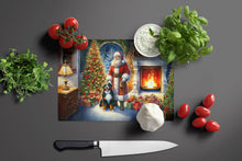 Load image into Gallery viewer, Bernese Mountain Dog and Santa Claus Glass Cutting Boards – Durable, Decorative Kitchen Art