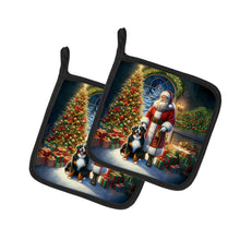 Load image into Gallery viewer, Bernese Mountain Dog and Santa Claus Pot Holders - Set of 2 Decorative Kitchen Helpers | Made in the USA