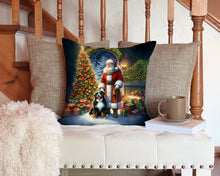 Load image into Gallery viewer, Bernese Mountain Dog and Santa Claus Throw Pillow - 14x14 Decorative Pillow – Art for Your Home &amp; Patio