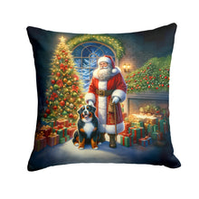 Load image into Gallery viewer, Bernese Mountain Dog and Santa Claus Throw Pillow - 14x14 Decorative Pillow – Art for Your Home &amp; Patio