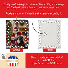 Load image into Gallery viewer, Bernese Mountain Dog and Santa Claus Porcelain Ornament