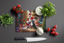 Load image into Gallery viewer, Bernese Mountain Dog and Santa Claus Glass Cutting Boards – Durable, Decorative Kitchen Art