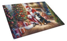 Load image into Gallery viewer, Bernese Mountain Dog and Santa Claus Glass Cutting Boards – Durable, Decorative Kitchen Art