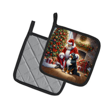 Load image into Gallery viewer, Bernese Mountain Dog and Santa Claus Pot Holders - Set of 2 Decorative Kitchen Helpers | Made in the USA