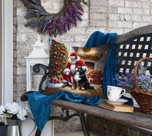 Load image into Gallery viewer, Bernese Mountain Dog and Santa Claus Throw Pillow