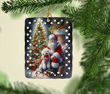 Load image into Gallery viewer, Bichon Frise and Santa Claus Porcelain Ornament