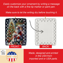 Load image into Gallery viewer, Bichon Frise and Santa Claus Porcelain Ornament