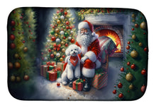 Load image into Gallery viewer, Bichon Frise and Santa Claus Dish Drying Mat