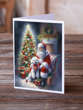 Load image into Gallery viewer, Bichon Frise and Santa Claus Greeting Cards - Blank Note Cards – 8-Pack of Artist-Designed Cards with Envelopes