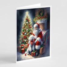 Load image into Gallery viewer, Bichon Frise and Santa Claus Greeting Cards - Blank Note Cards – 8-Pack of Artist-Designed Cards with Envelopes