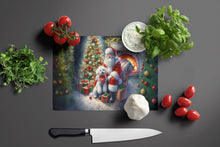 Load image into Gallery viewer, Bichon Frise and Santa Claus Glass Cutting Boards – Durable, Decorative Kitchen Art