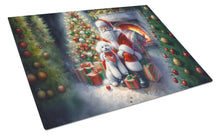 Load image into Gallery viewer, Bichon Frise and Santa Claus Glass Cutting Boards – Durable, Decorative Kitchen Art